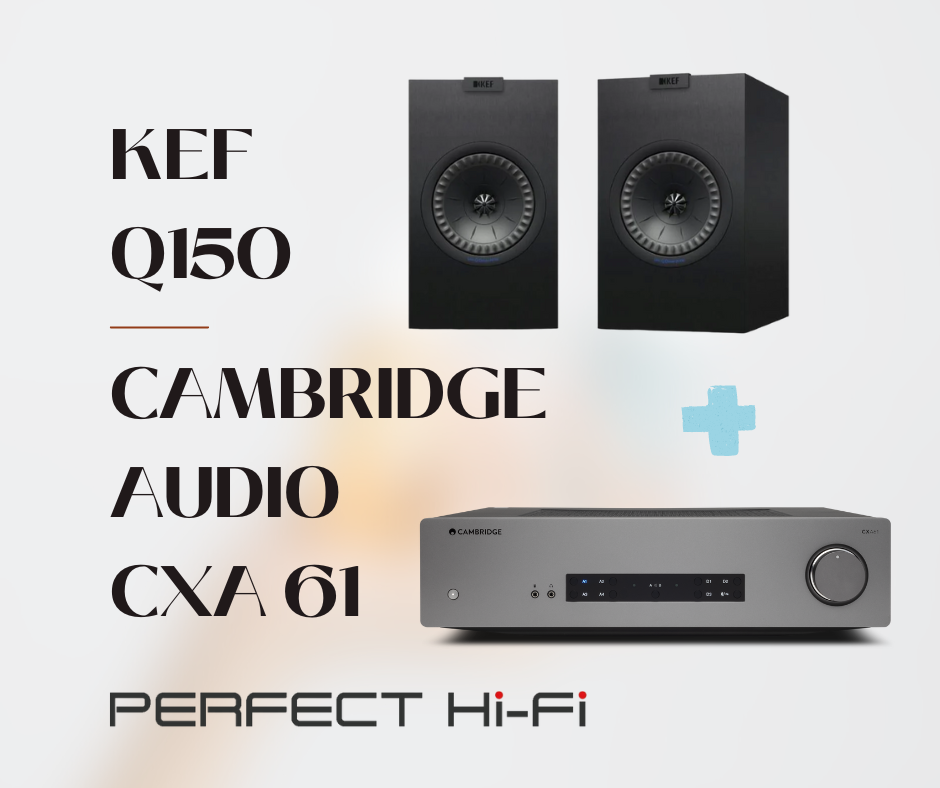 KEF Q150 Bookshelf Speaker Without Grille 1 Pair + Cambridge Audio CXA61 60 Watts Built in Bluetooth